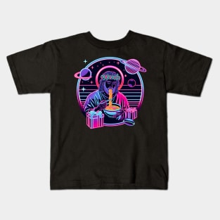 RAMEN JESUS OUTERSPACE RETRO 80'S NEON VIBE Kids T-Shirt